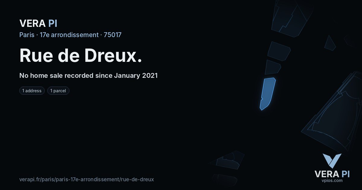 Rue de Dreux, 17e arrondissement at night – every parcel coloured by the prices around it, the street's own parcels lit