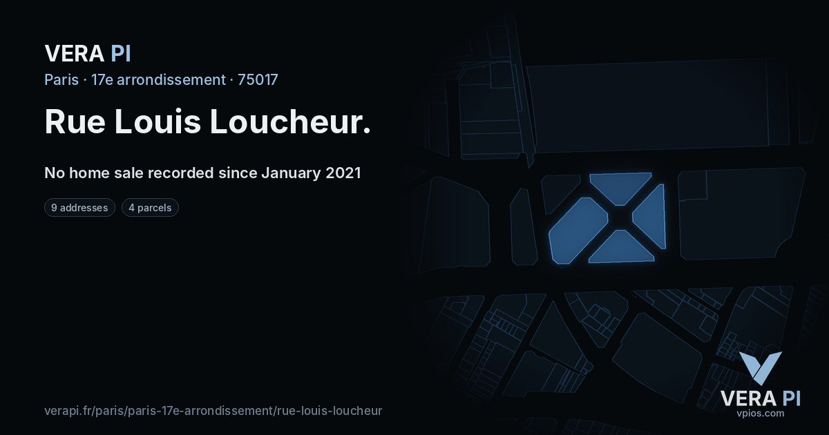 Rue Louis Loucheur, 17e arrondissement at night – every parcel coloured by the prices around it, the street's own parcels lit