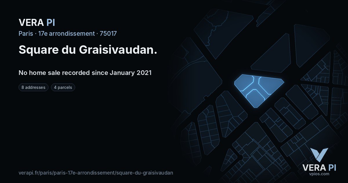 Square du Graisivaudan, 17e arrondissement at night – every parcel coloured by the prices around it, the street's own parcels lit