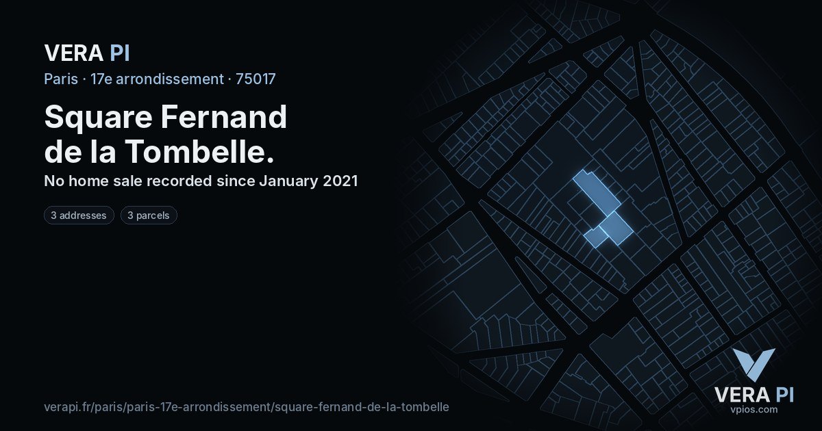 Square Fernand de la Tombelle, 17e arrondissement at night – every parcel coloured by the prices around it, the street's own parcels lit