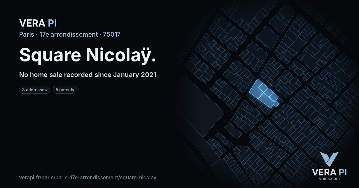 Square Nicolaÿ, 17e arrondissement at night – every parcel coloured by the prices around it, the street's own parcels lit
