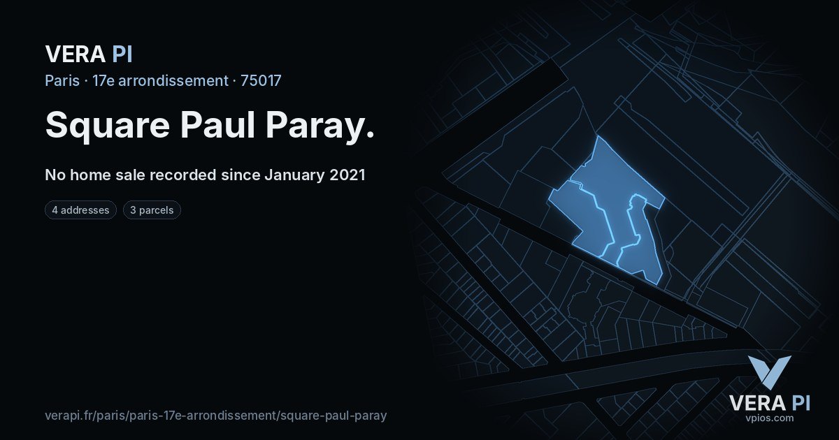 Square Paul Paray, 17e arrondissement at night – every parcel coloured by the prices around it, the street's own parcels lit