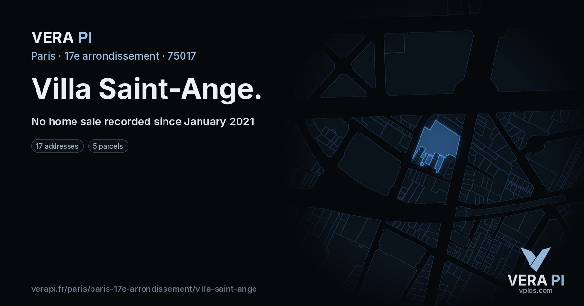 Villa Saint-Ange, 17e arrondissement at night – every parcel coloured by the prices around it, the street's own parcels lit