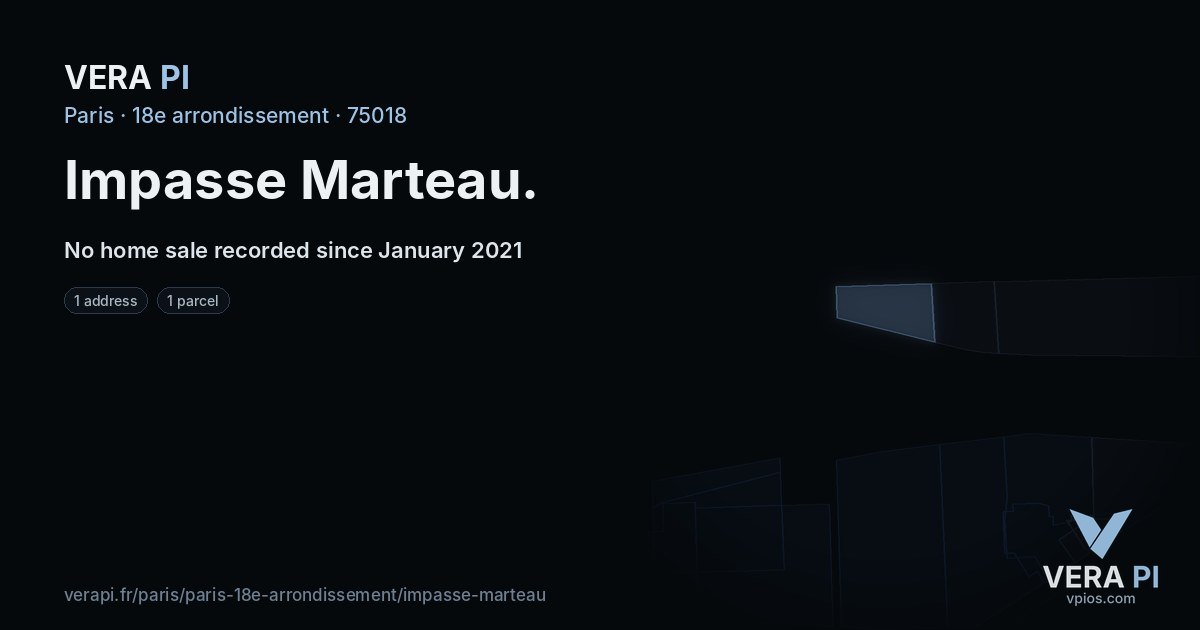 Impasse Marteau, 18e arrondissement at night – every parcel coloured by the prices around it, the street's own parcels lit
