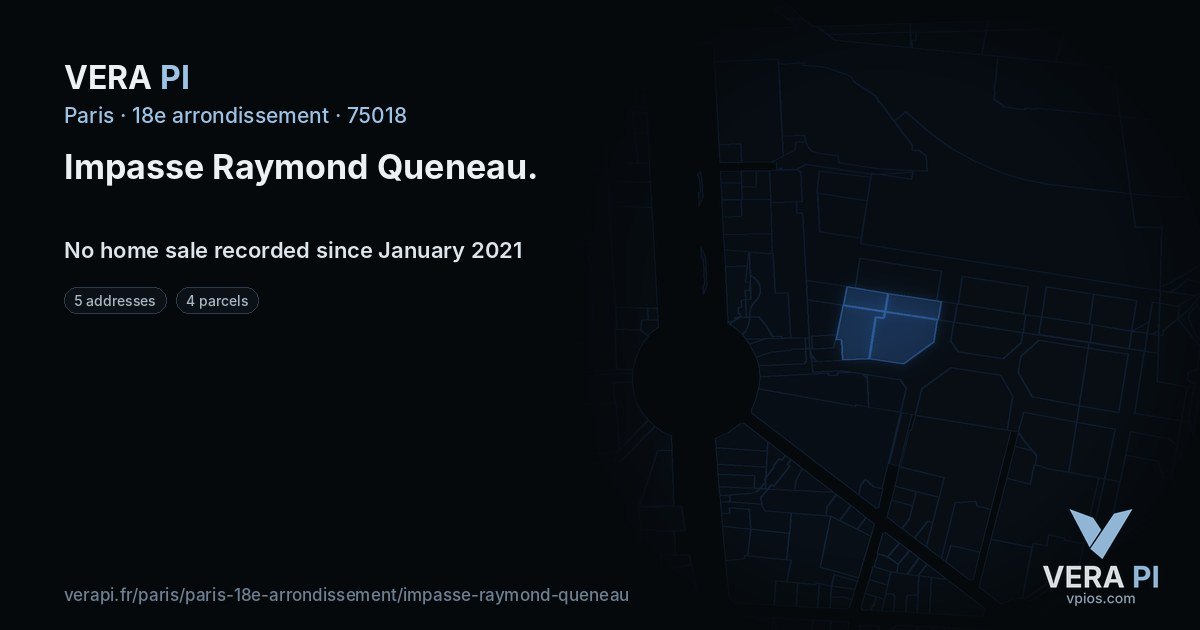 Impasse Raymond Queneau, 18e arrondissement at night – every parcel coloured by the prices around it, the street's own parcels lit