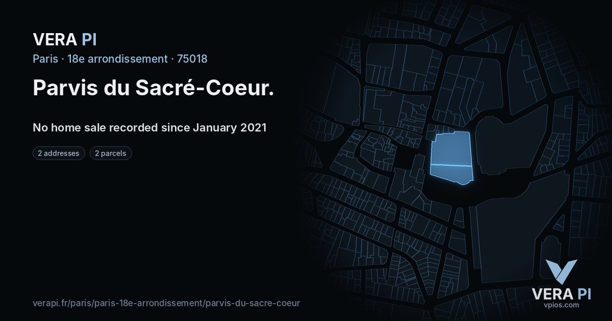 Parvis du Sacré-Coeur, 18e arrondissement at night – every parcel coloured by the prices around it, the street's own parcels lit
