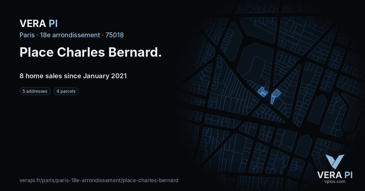 Place Charles Bernard, 18e arrondissement at night – every parcel coloured by the prices around it, the street's own parcels lit