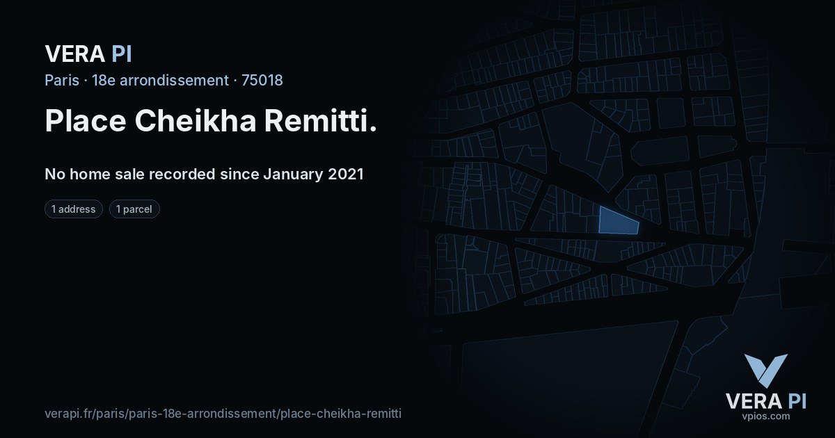 Place Cheikha Remitti, 18e arrondissement at night – every parcel coloured by the prices around it, the street's own parcels lit