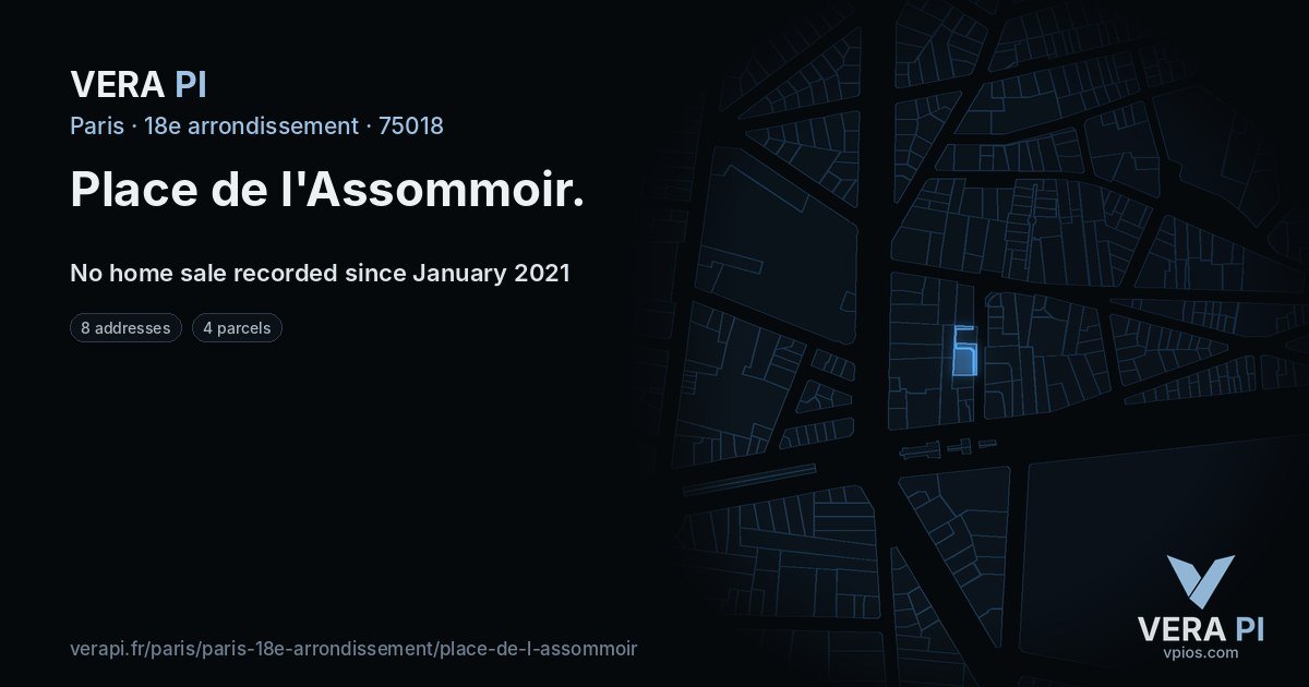 Place de l'Assommoir, 18e arrondissement at night – every parcel coloured by the prices around it, the street's own parcels lit