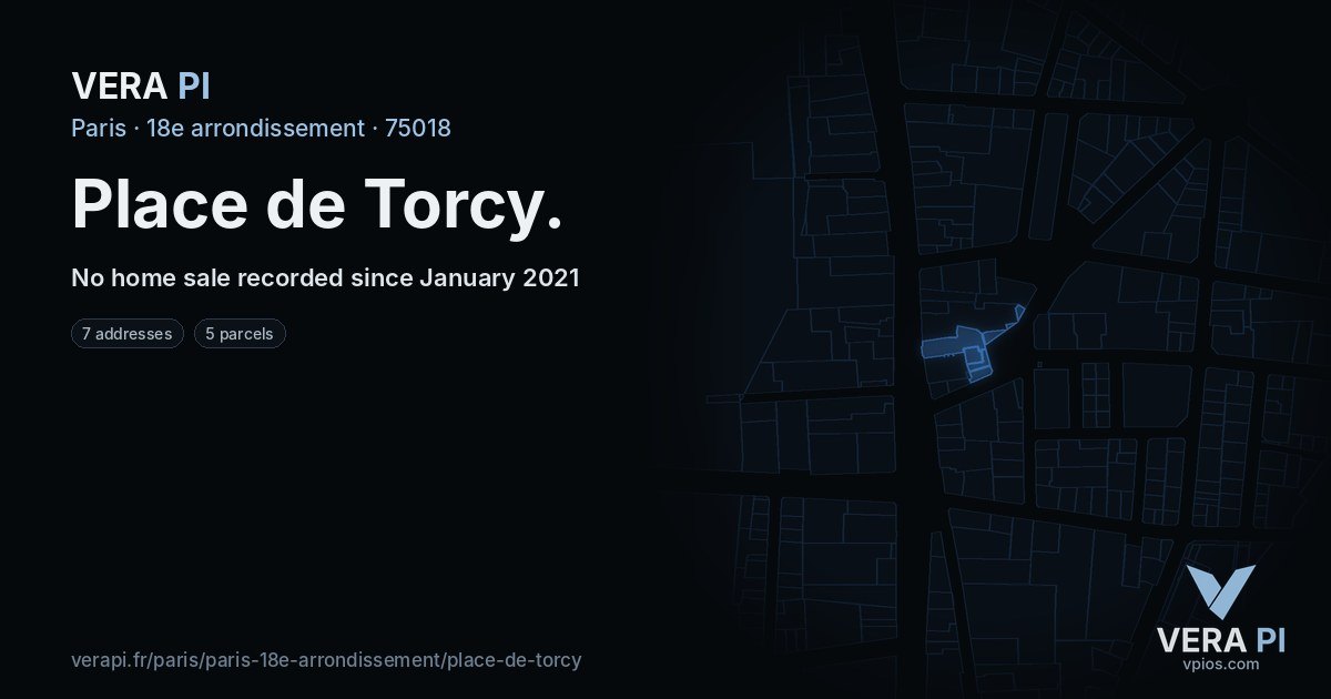 Place de Torcy, 18e arrondissement at night – every parcel coloured by the prices around it, the street's own parcels lit