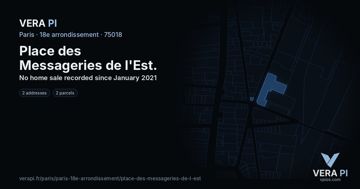 Place des Messageries de l'Est, 18e arrondissement at night – every parcel coloured by the prices around it, the street's own parcels lit