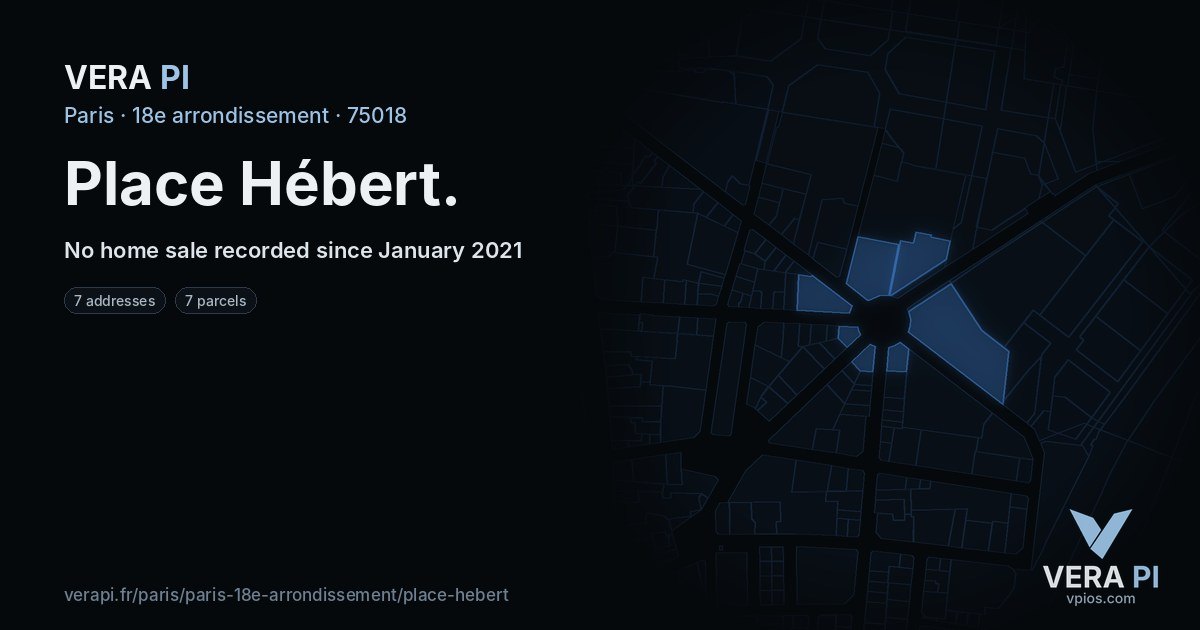 Place Hébert, 18e arrondissement at night – every parcel coloured by the prices around it, the street's own parcels lit