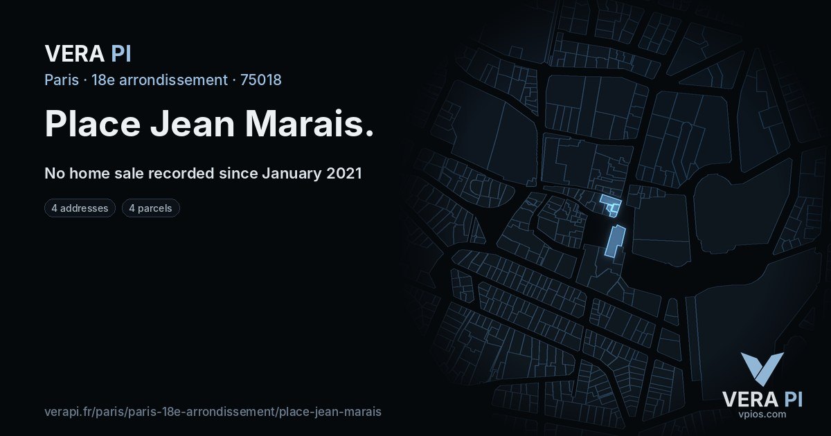 Place Jean Marais, 18e arrondissement at night – every parcel coloured by the prices around it, the street's own parcels lit
