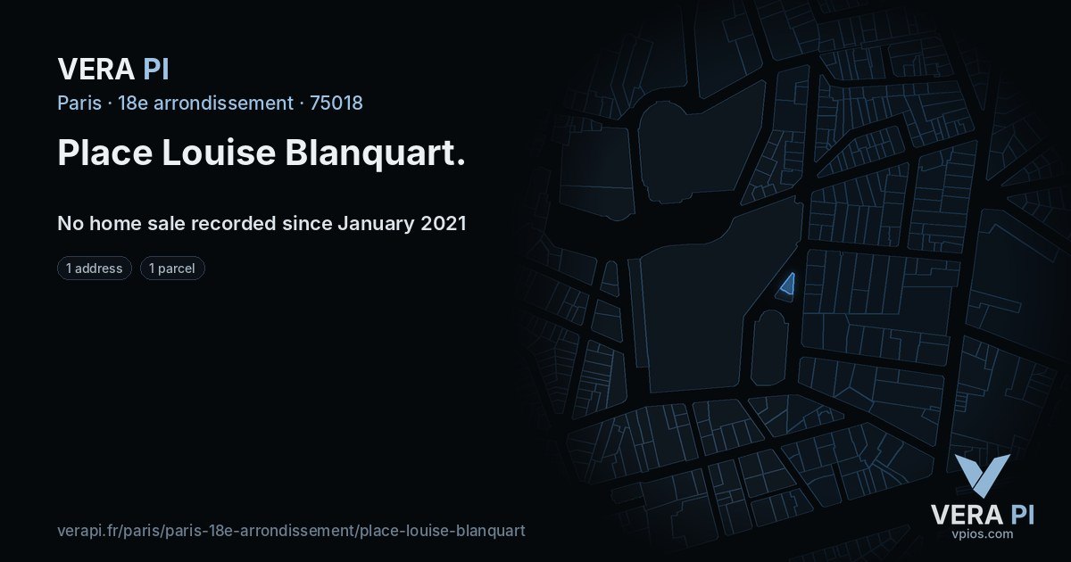 Place Louise Blanquart, 18e arrondissement at night – every parcel coloured by the prices around it, the street's own parcels lit