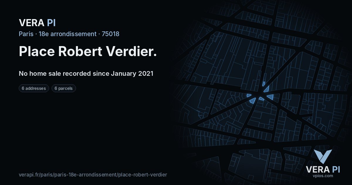Place Robert Verdier, 18e arrondissement at night – every parcel coloured by the prices around it, the street's own parcels lit