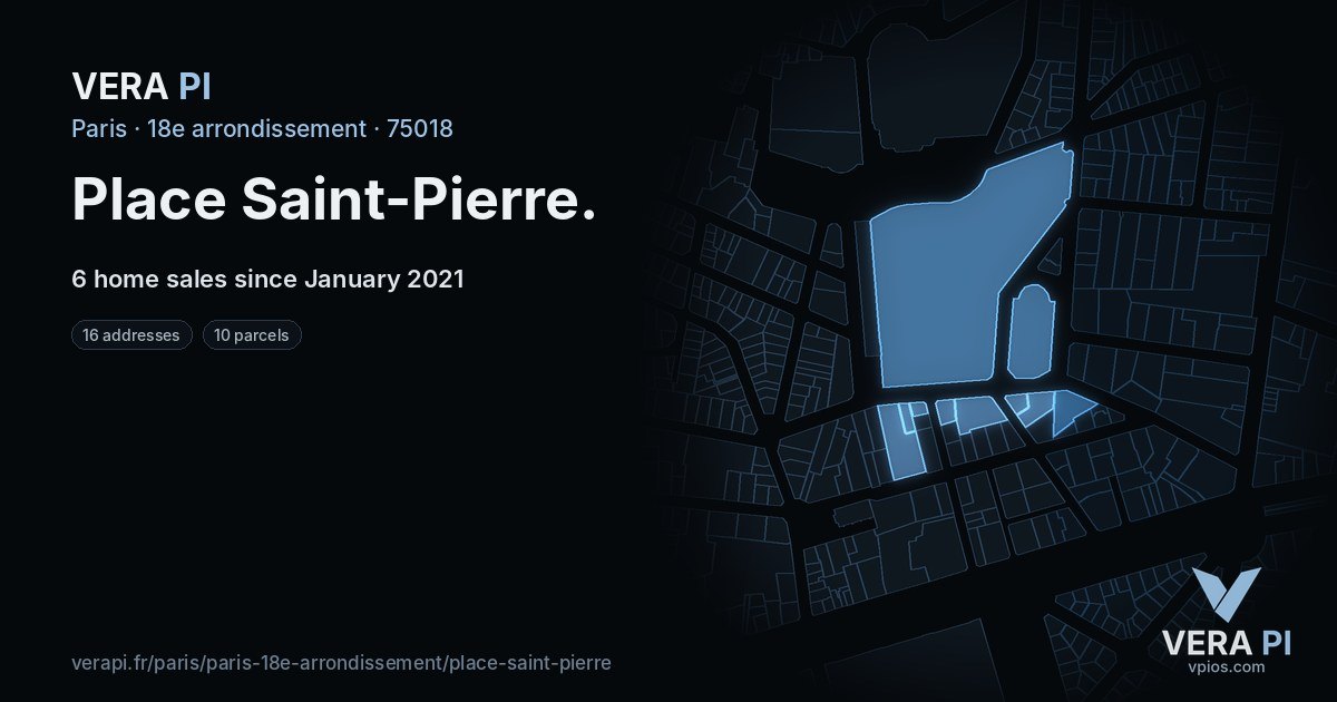 Place Saint-Pierre, 18e arrondissement at night – every parcel coloured by the prices around it, the street's own parcels lit