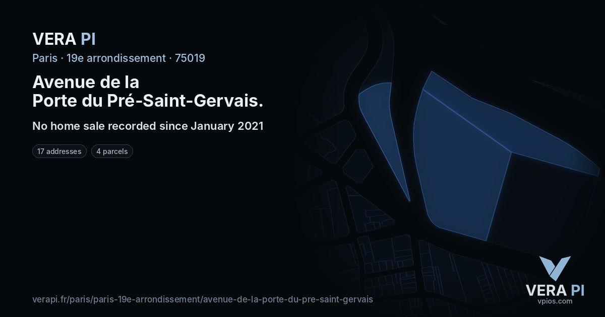 Avenue de la Porte du Pré-Saint-Gervais, 19e arrondissement at night – every parcel coloured by the prices around it, the street's own parcels lit