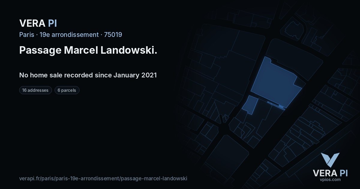 Passage Marcel Landowski, 19e arrondissement at night – every parcel coloured by the prices around it, the street's own parcels lit