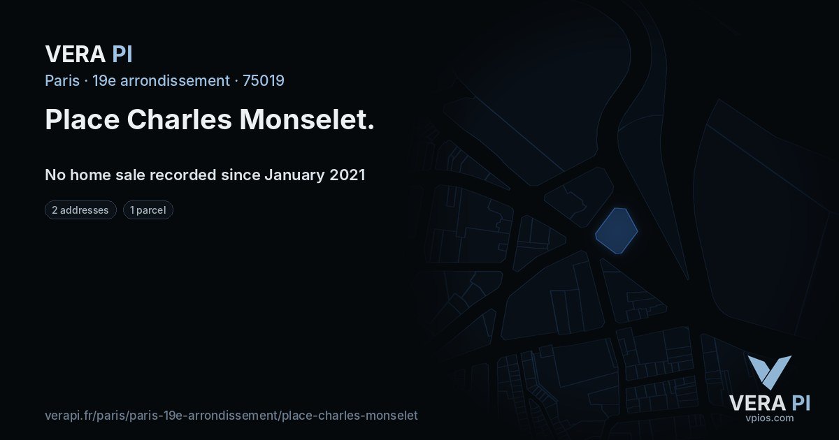 Place Charles Monselet, 19e arrondissement at night – every parcel coloured by the prices around it, the street's own parcels lit
