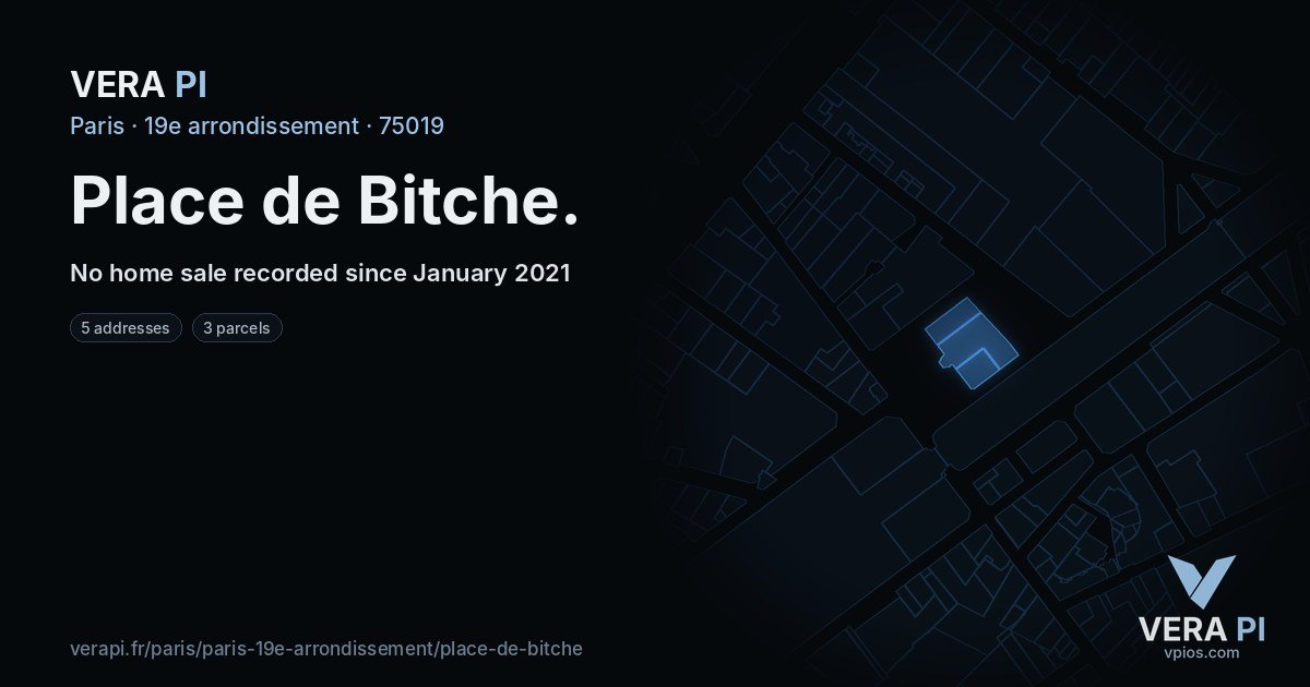 Place de Bitche, 19e arrondissement at night – every parcel coloured by the prices around it, the street's own parcels lit