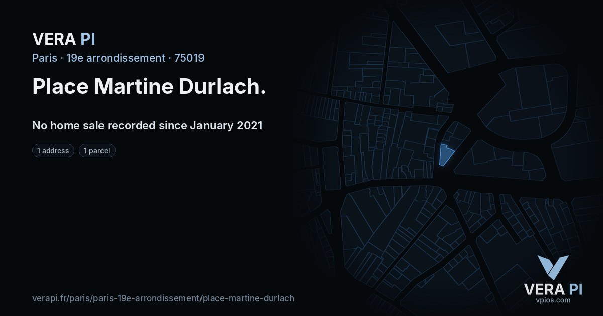 Place Martine Durlach, 19e arrondissement at night – every parcel coloured by the prices around it, the street's own parcels lit
