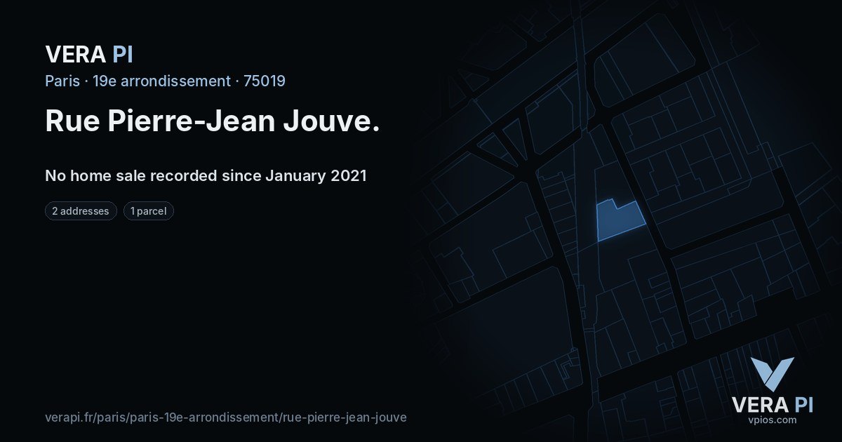 Rue Pierre-Jean Jouve, 19e arrondissement at night – every parcel coloured by the prices around it, the street's own parcels lit