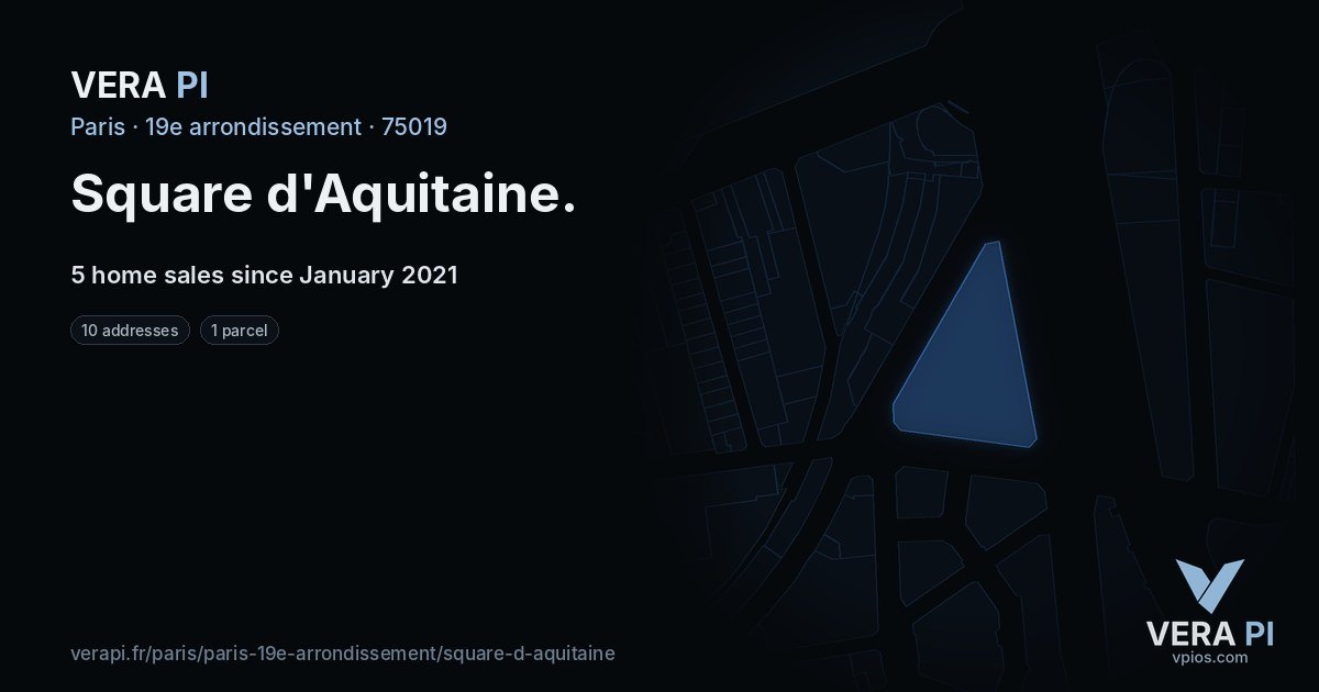 Square d'Aquitaine, 19e arrondissement at night – every parcel coloured by the prices around it, the street's own parcels lit