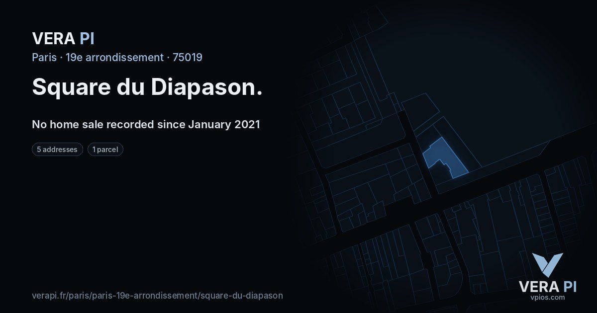 Square du Diapason, 19e arrondissement at night – every parcel coloured by the prices around it, the street's own parcels lit