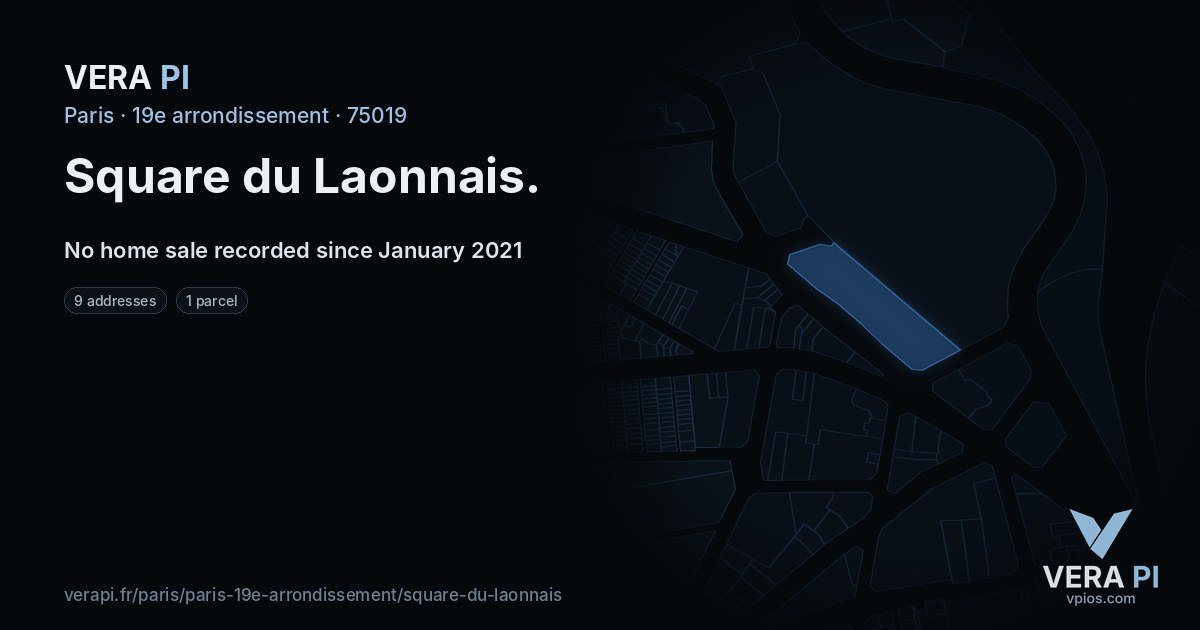 Square du Laonnais, 19e arrondissement at night – every parcel coloured by the prices around it, the street's own parcels lit