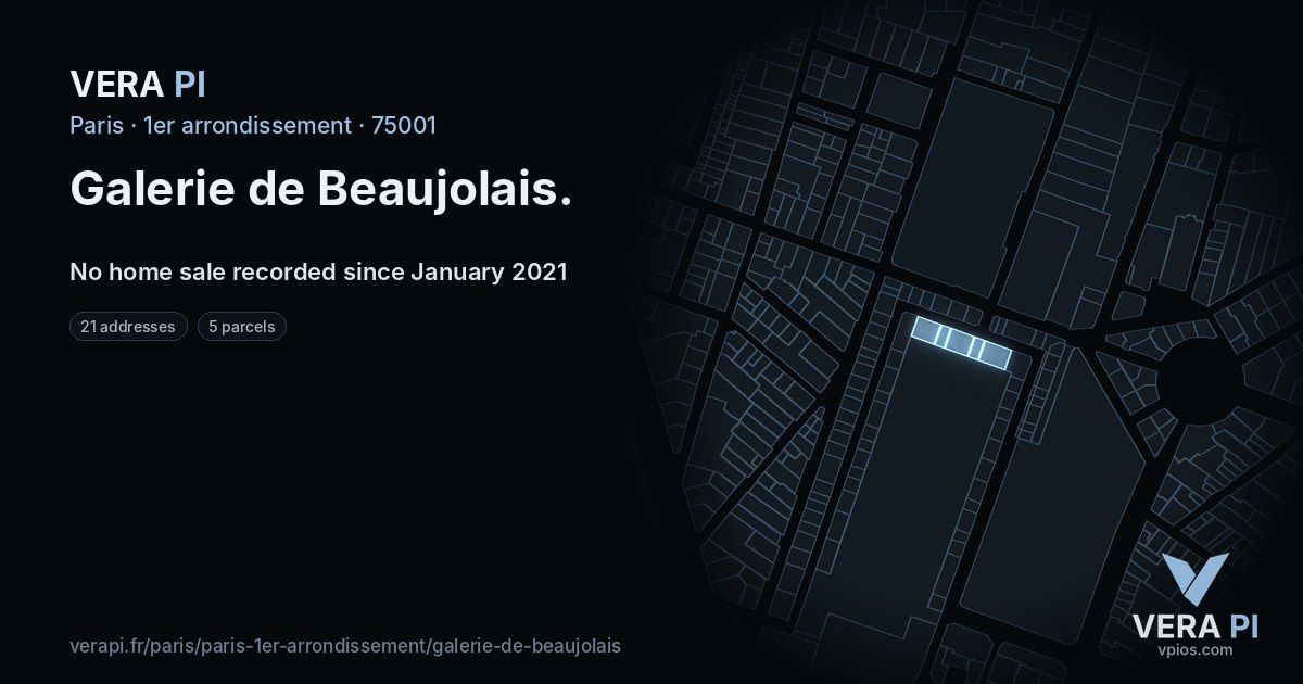Galerie de Beaujolais, 1er arrondissement at night – every parcel coloured by the prices around it, the street's own parcels lit