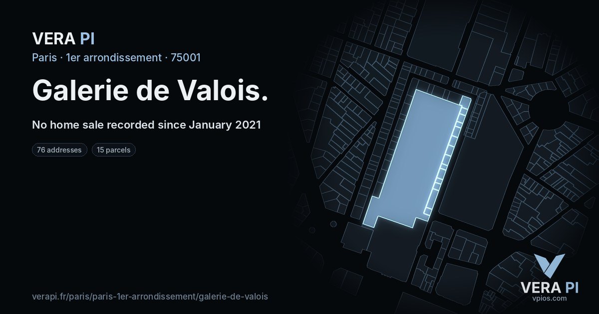 Galerie de Valois, 1er arrondissement at night – every parcel coloured by the prices around it, the street's own parcels lit
