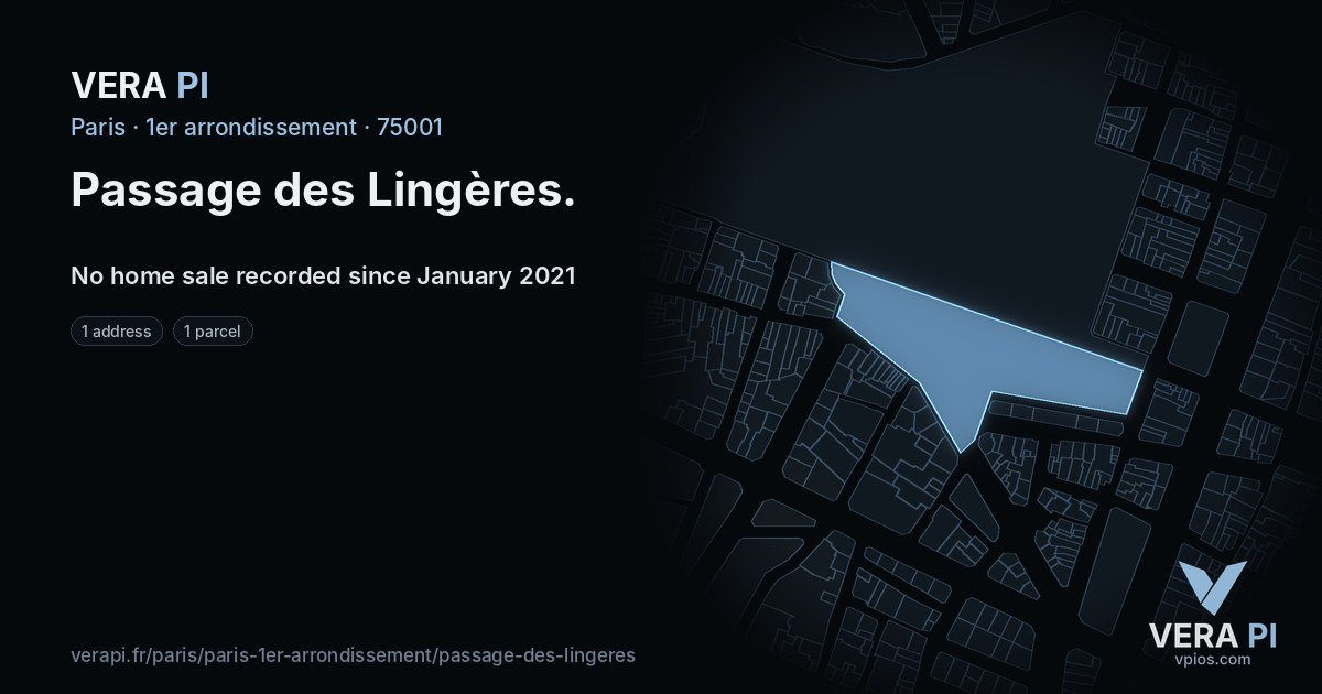 Passage des Lingères, 1er arrondissement at night – every parcel coloured by the prices around it, the street's own parcels lit