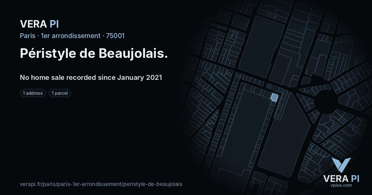 Péristyle de Beaujolais, 1er arrondissement at night – every parcel coloured by the prices around it, the street's own parcels lit