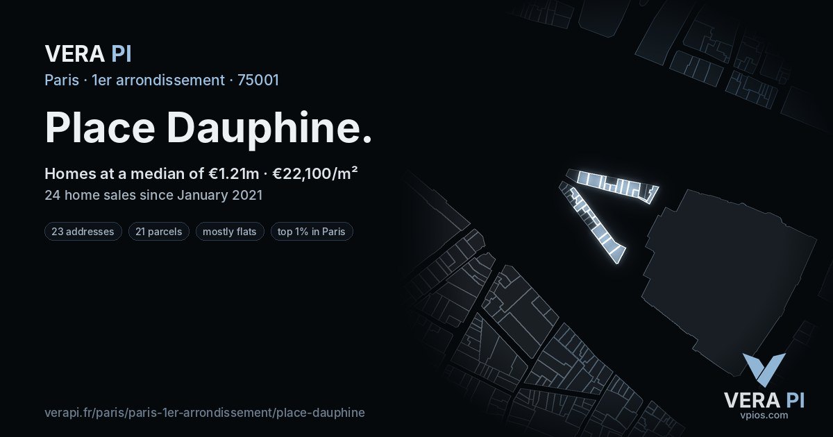 Place Dauphine, 1er arrondissement at night – every parcel coloured by the prices around it, the street's own parcels lit