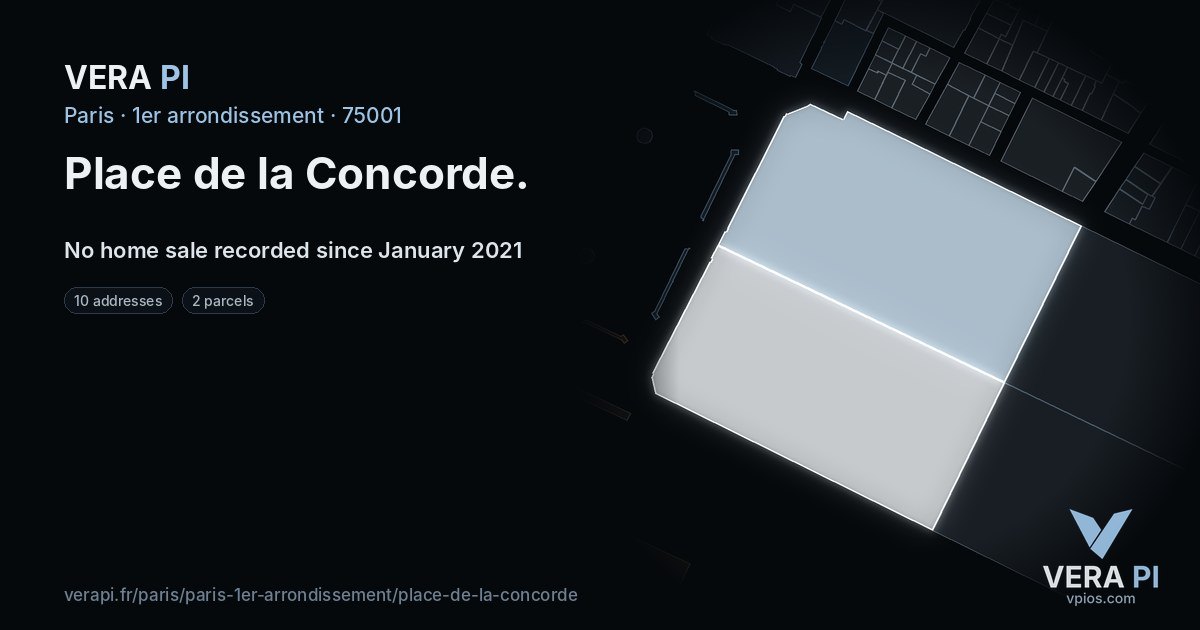 Place de la Concorde, 1er arrondissement at night – every parcel coloured by the prices around it, the street's own parcels lit