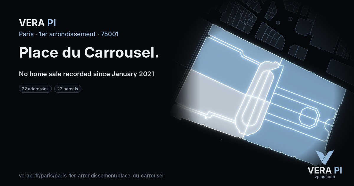 Place du Carrousel, 1er arrondissement at night – every parcel coloured by the prices around it, the street's own parcels lit