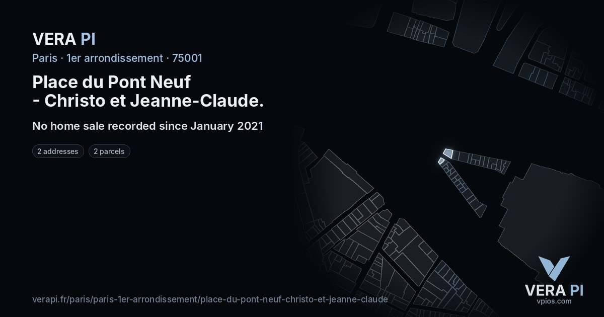 Place du Pont Neuf - Christo et Jeanne-Claude, 1er arrondissement at night – every parcel coloured by the prices around it, the street's own parcels lit