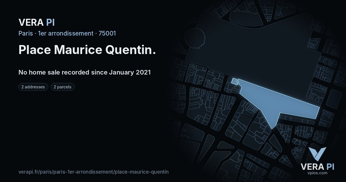 Place Maurice Quentin, 1er arrondissement at night – every parcel coloured by the prices around it, the street's own parcels lit