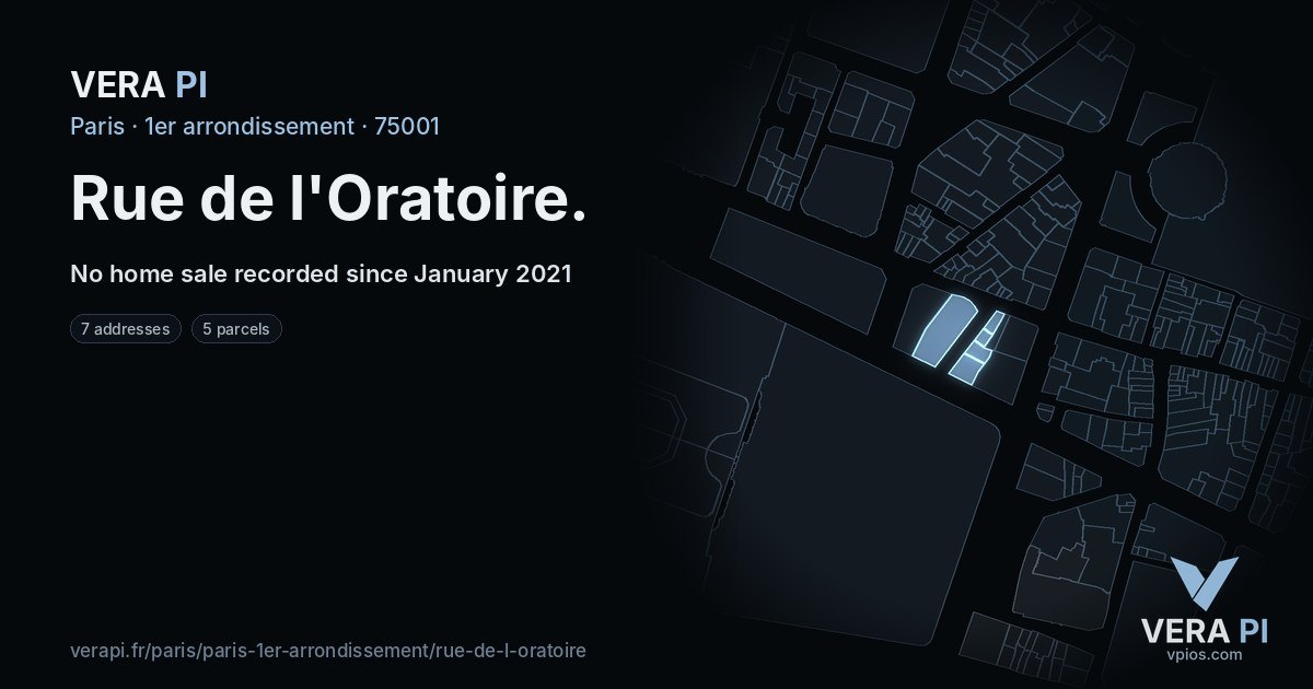Rue de l'Oratoire, 1er arrondissement at night – every parcel coloured by the prices around it, the street's own parcels lit
