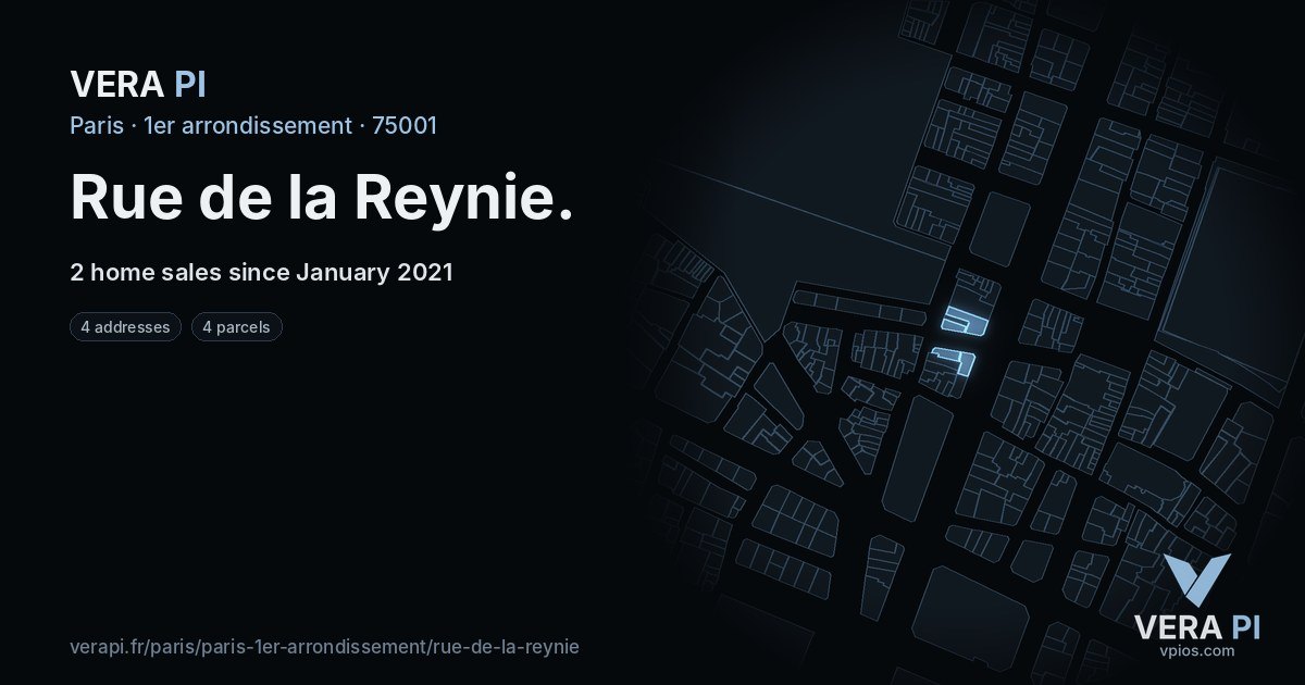 Rue de la Reynie, 1er arrondissement at night – every parcel coloured by the prices around it, the street's own parcels lit