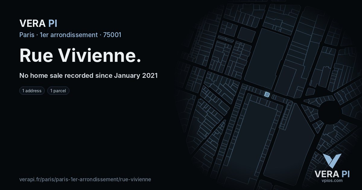 Rue Vivienne, 1er arrondissement at night – every parcel coloured by the prices around it, the street's own parcels lit
