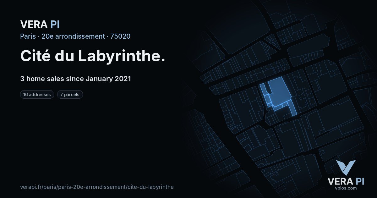 Cité du Labyrinthe, 20e arrondissement at night – every parcel coloured by the prices around it, the street's own parcels lit