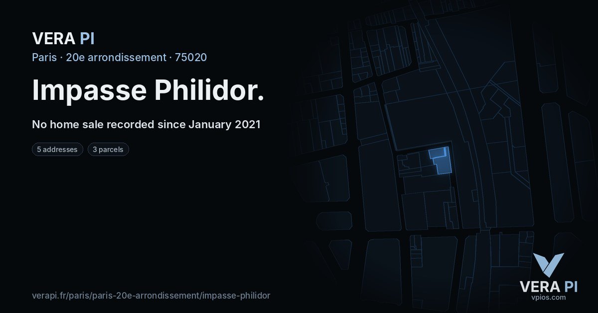 Impasse Philidor, 20e arrondissement at night – every parcel coloured by the prices around it, the street's own parcels lit