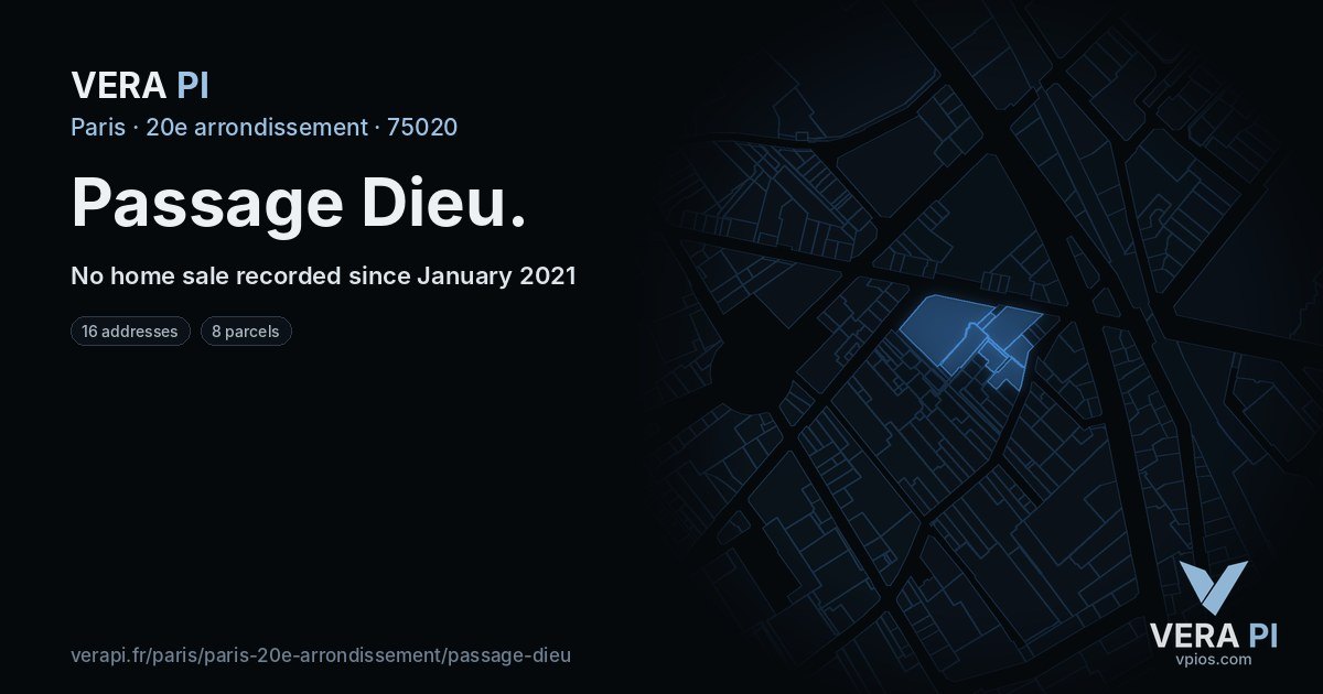 Passage Dieu, 20e arrondissement at night – every parcel coloured by the prices around it, the street's own parcels lit