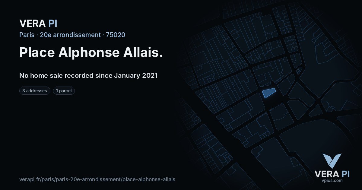 Place Alphonse Allais, 20e arrondissement at night – every parcel coloured by the prices around it, the street's own parcels lit