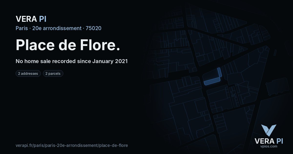 Place de Flore, 20e arrondissement at night – every parcel coloured by the prices around it, the street's own parcels lit
