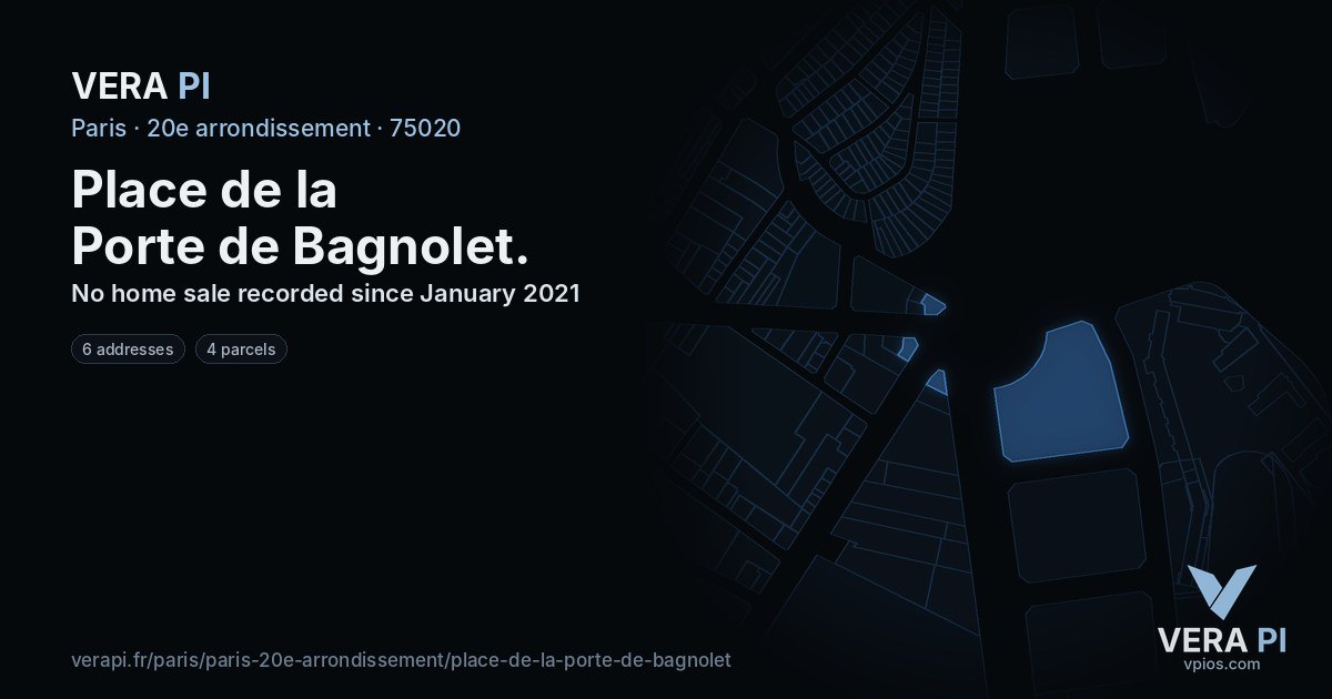 Place de la Porte de Bagnolet, 20e arrondissement at night – every parcel coloured by the prices around it, the street's own parcels lit