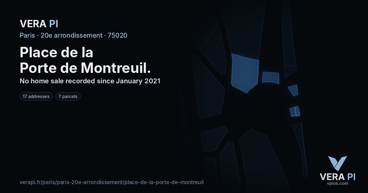 Place de la Porte de Montreuil, 20e arrondissement at night – every parcel coloured by the prices around it, the street's own parcels lit