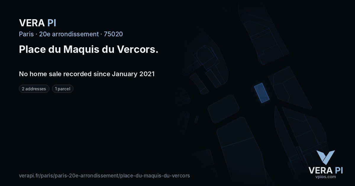 Place du Maquis du Vercors, 20e arrondissement at night – every parcel coloured by the prices around it, the street's own parcels lit