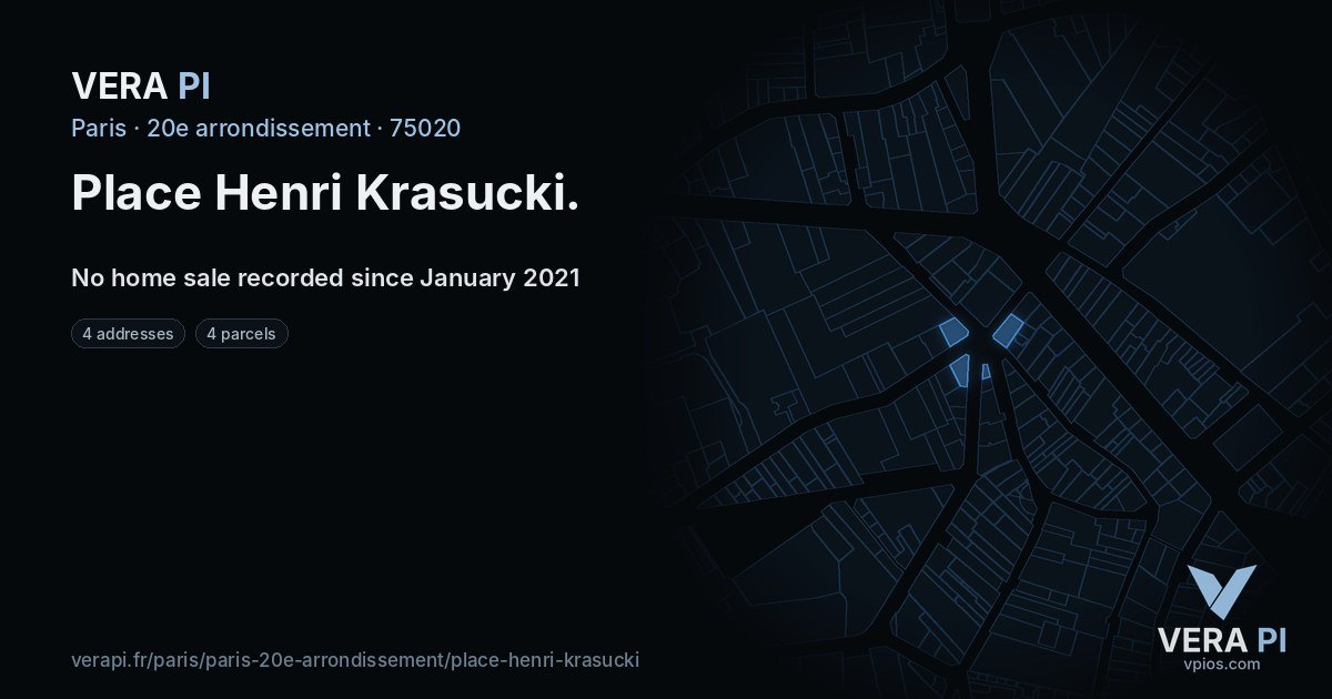 Place Henri Krasucki, 20e arrondissement at night – every parcel coloured by the prices around it, the street's own parcels lit